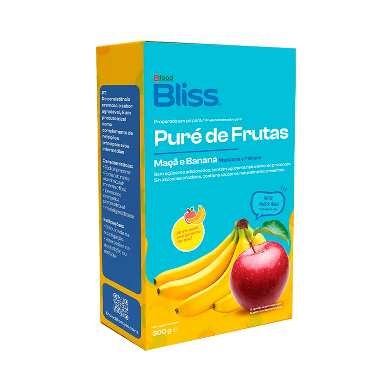 Purés de Fruta Maça e Banana Bliss